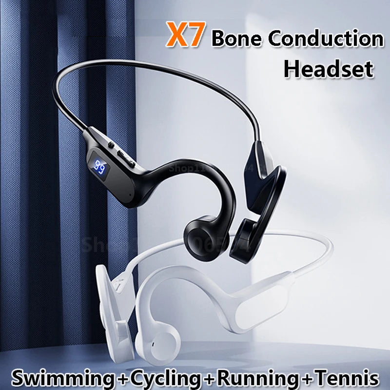 X7 Bone Conduction Wireless Earphone Sport Swimming Bluetooth Compatible Headphone Hand-free With Mic For Running Earbuds