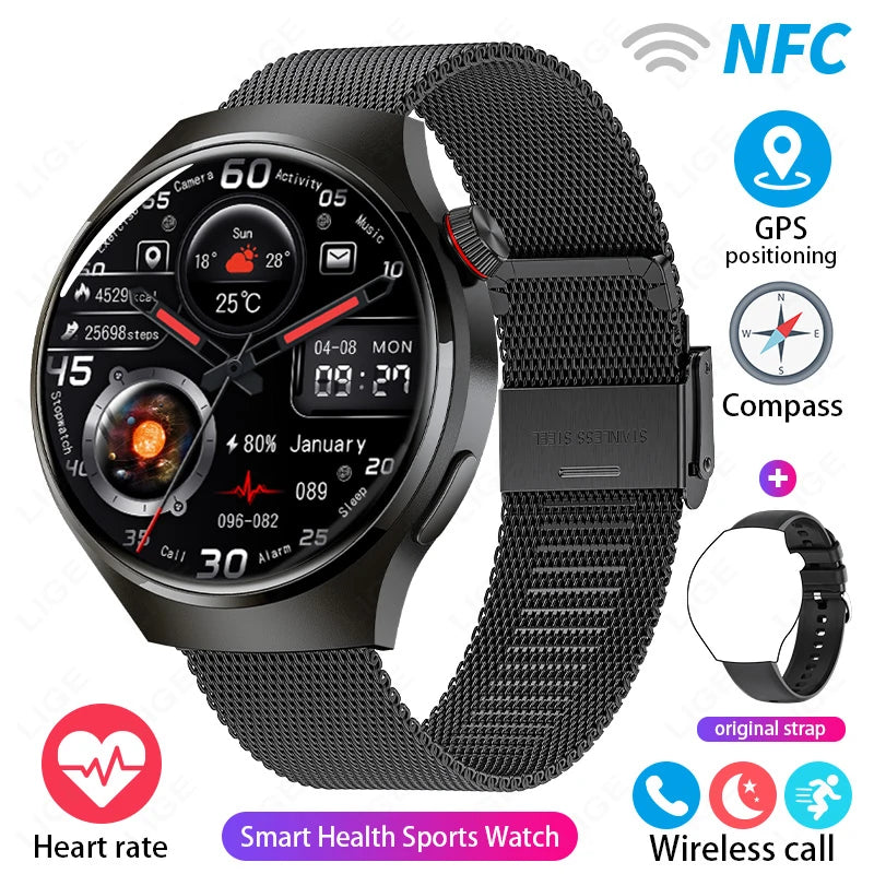 1.52 inch AMOLED Screen Display Smart Watch For Men Wireless Call Android ios Phone Health Monitor Waterproof Sports Smartwatch