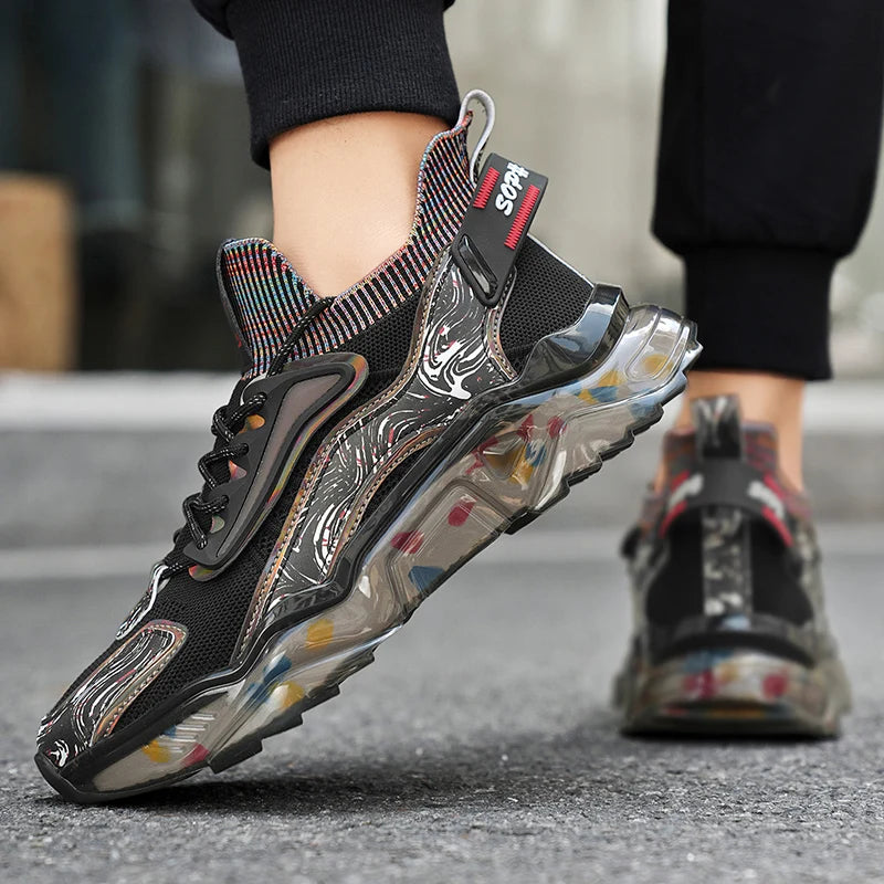 Men's new casual sports shoes four season fashion versatile comfortable thick sole breathable anti slip running casual sneakers