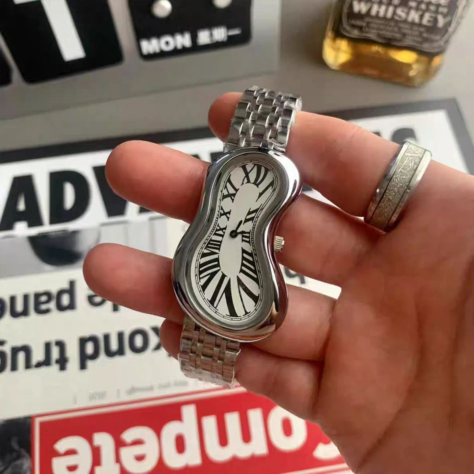New y2k Fashion Creative Men Women Soft Melting Watch Luxury Streetstyle Irregular Shape Dial Unique Design Quartz Watch