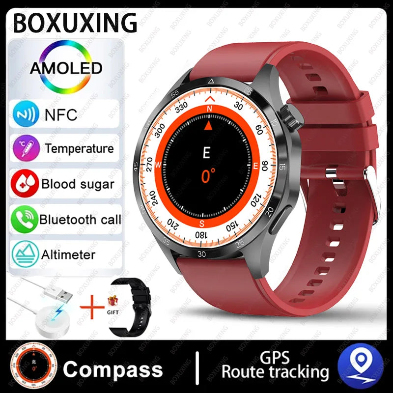 2026 New Smart Watch Men Watch 4 Pro AMOLED HD Screen Bluetooth Call Waterproof Smartwatch NFC Health Monitoring Watch GT4Pro+