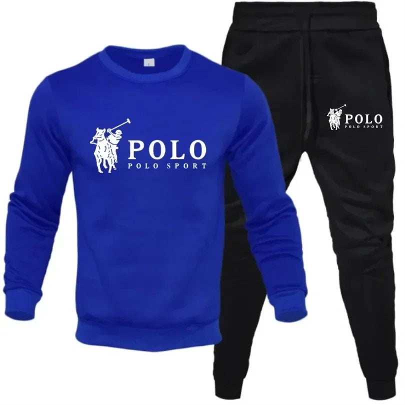 Men's Polo Sport 2-Piece Tracksuit – Black Crewneck Sweatshirt Jogger Pants Set  Casual Sportswear Stylish Polo Sport Tracksuit