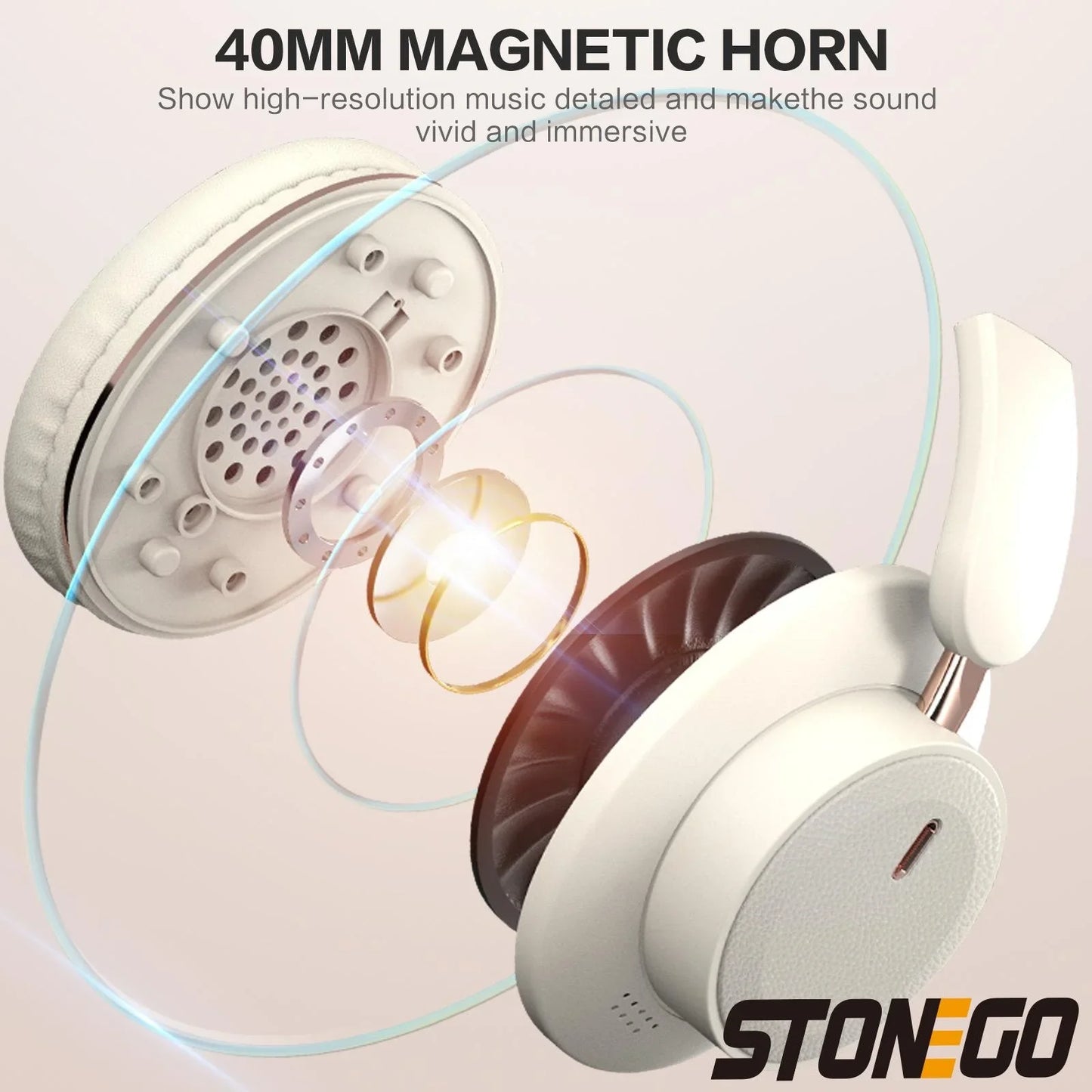 Portable Foldable Wireless Headphones High Resolution Sound Noise Cancellation Comfortable All Day Wear