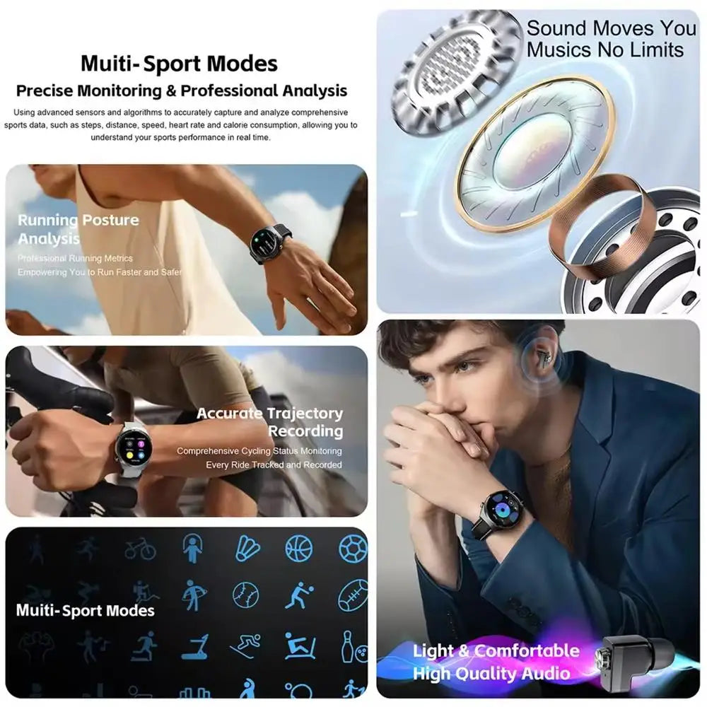 2026 2-in-1 Smart Watch With Earbuds NFC Smartwatch TWS Bluetooth Earphone Heart Rate Blood Pressure Monitor Sport Fitness Watch
