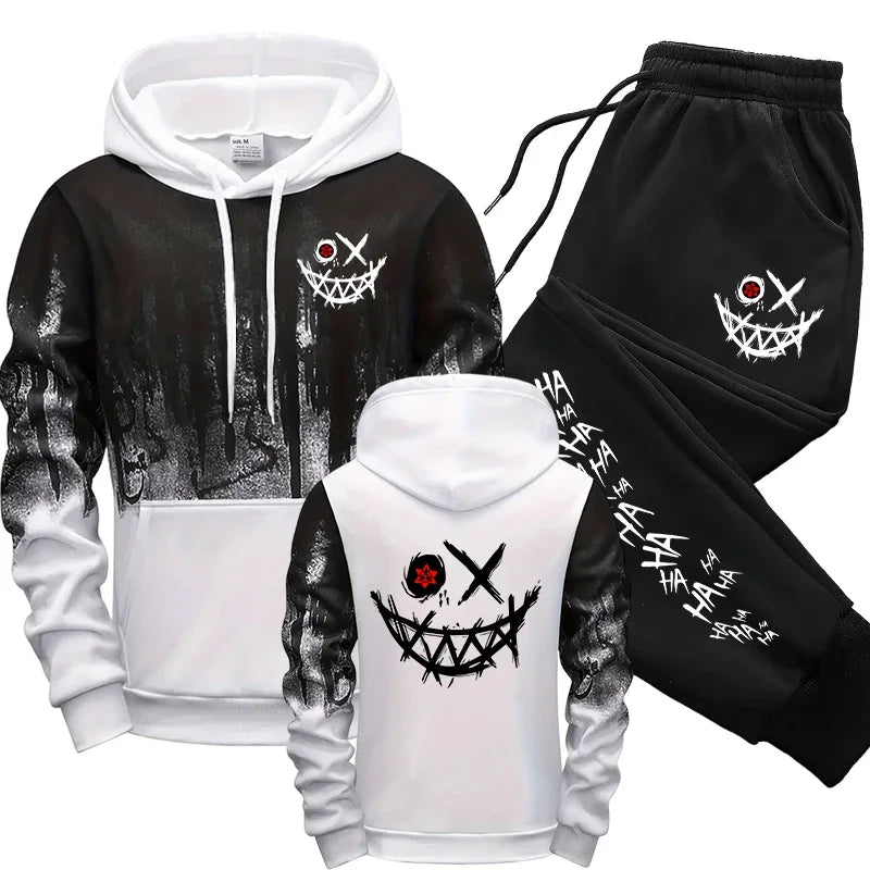 Men's Tracksuit  Men Two Piece Sets Versatile Casual Jogging Sweatshirts Fashion Comfort Daily Sports Simple Splashed Ink Hoodie