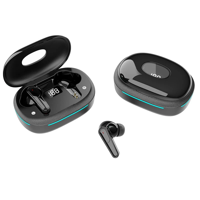 Plus70 ANC ENC Earbuds with LED Display Auto Pair Dual Microphone Touch Control HiFi Stereo Breathing Lights 200mAh