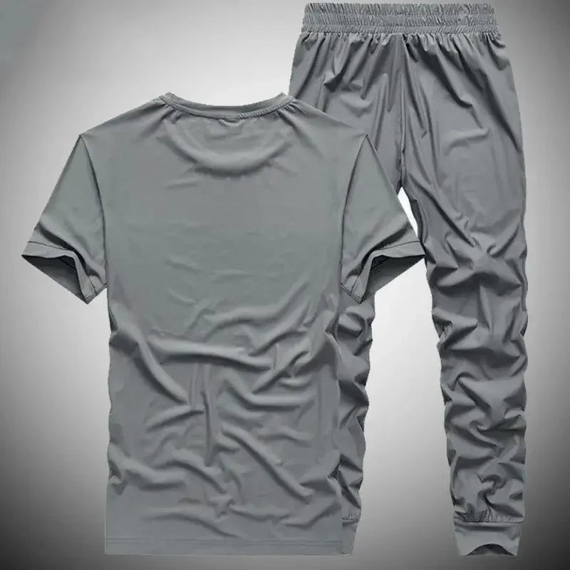 Nylon Sweatsuit Sweatshirts Man Trousers Sets Tracksuit Smooth T-shirts Pants Suits for Men Stylish Luxury Fashion 2025 Outdoor