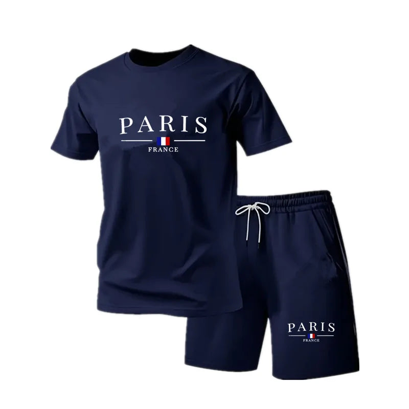 Men's Tracksuit 2 Piece O-neck Short Sleeve Shirt Shorts Set Men's Running Suit Plus Size T shirts Man Clothing Summer T-shirt