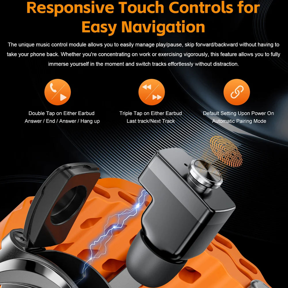2025 Watch 2-In-1 Headphone Smartwatch Ip67 Waterproof Gps Positioning Local Music Heart Rate Monitoring Bt Call Men'S Watch