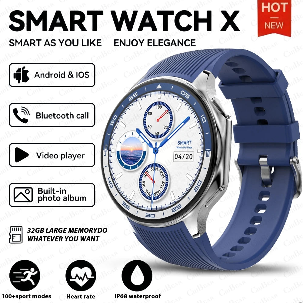 OPPO Watch X AMOLED 32GB Smartwatch Waterproof Men Smart Watch Bluetooth Call Connect Headphones TWS Music 3D UI Mode Video 2024
