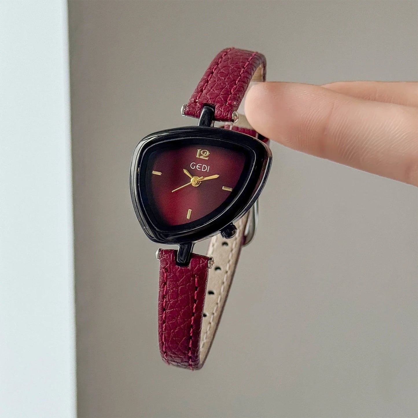 Fashionable Luxury Woman' Watch with Asymmetrical Design, Leather Strap, Small Dial, Quartz Movement - 2025 New Arrival