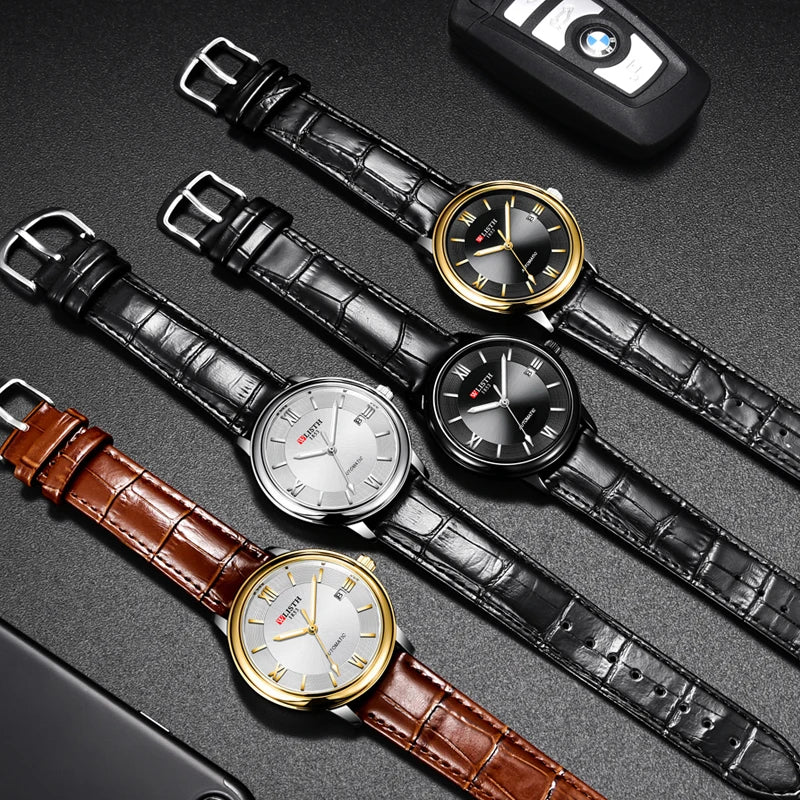 Mens Automatic Watches Luxury Men Dress Mechanical Watch Fashion Waterproo Wrist Automatic Watch Date Leather Strap