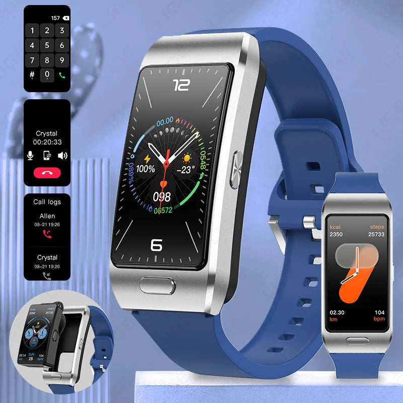 LIGE 2 in1 Smart Watch with Earplug Men Women Bluetooth Call Smartwatches 1.57inch Full Touch Screen GPS SportsTrack  Smartwatch