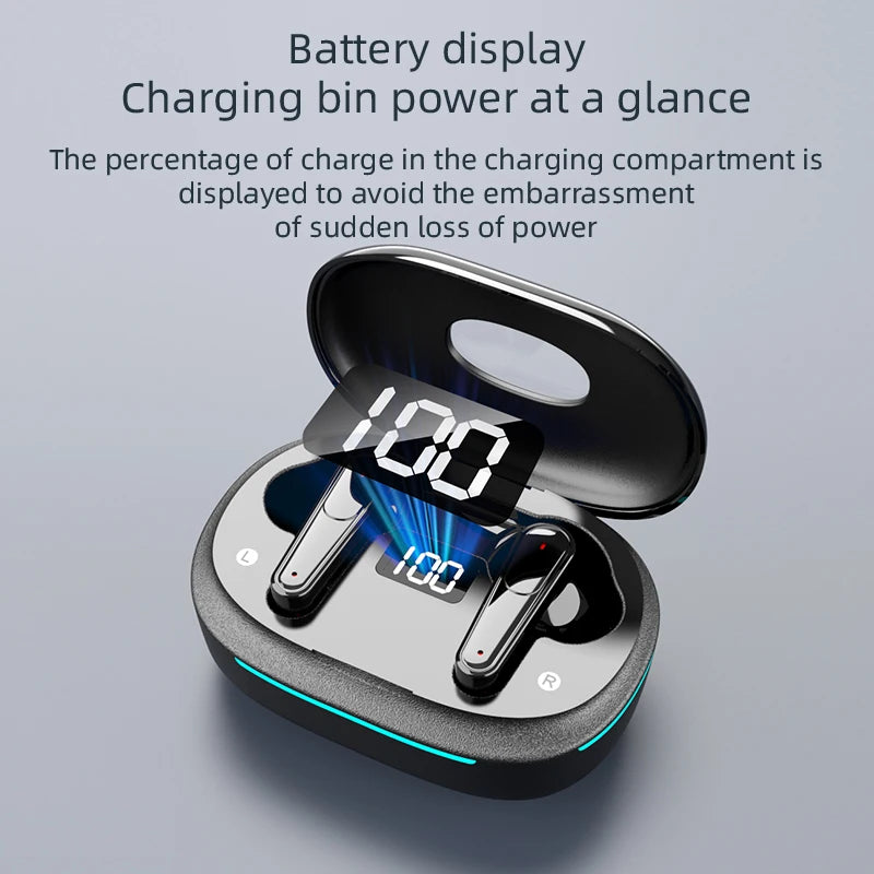 Plus70 ANC ENC Earbuds with LED Display Auto Pair Dual Microphone Touch Control HiFi Stereo Breathing Lights 200mAh