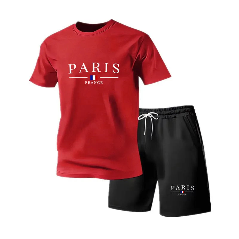 Men's Tracksuit 2 Piece O-neck Short Sleeve Shirt Shorts Set Men's Running Suit Plus Size T shirts Man Clothing Summer T-shirt