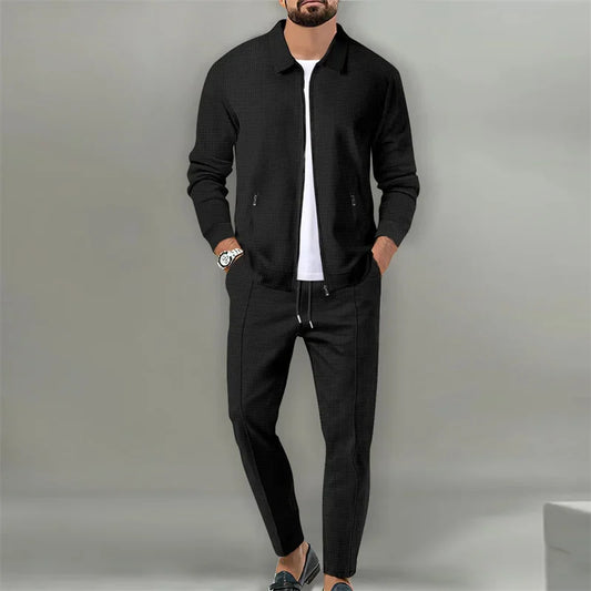 2024 NEW men's tracksuit zipper cardigan running suit men Jacket   Pants 2 Piece Set Sports Suit Autumn High Quality Sportswear