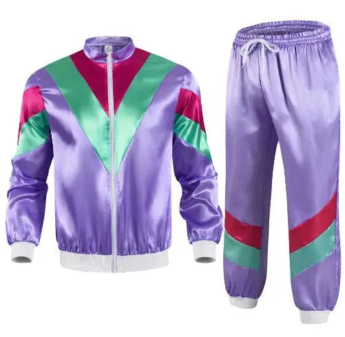 Women's Men's Costume 80s 90s Suit Party Accessories Disco Jacket Trousers  Outfit Women's Men's Costume Tracksuit for Carnival