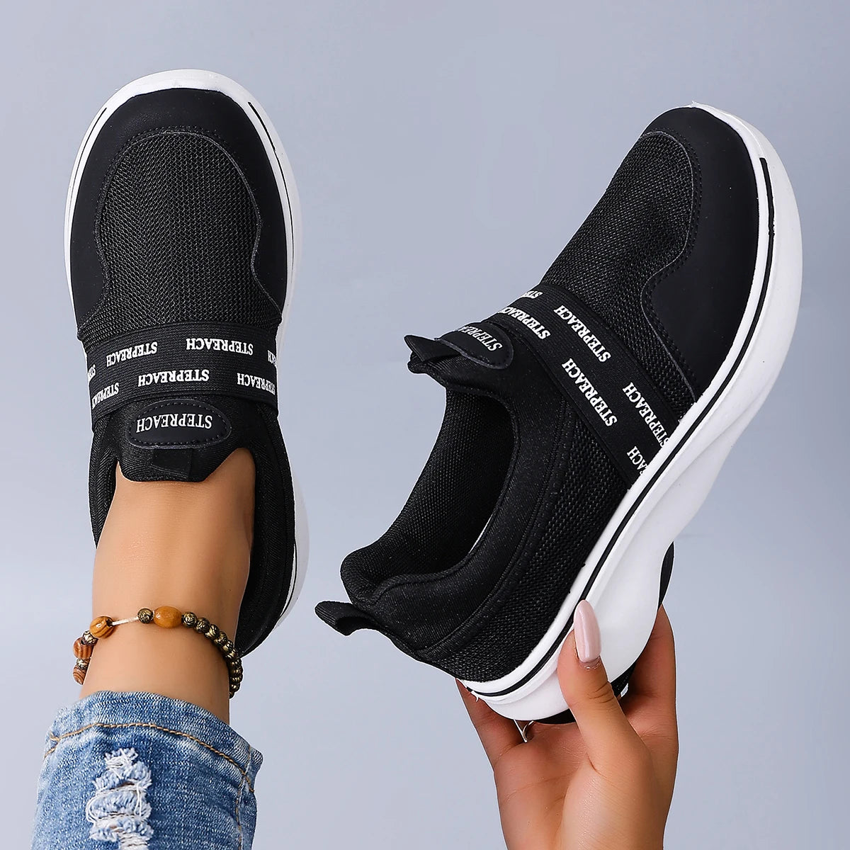 Women's Sports Shoes for Spring and Autumn, Casual Running Shoes, Mesh Shoes, Breathable Comfort, Durable, Lightweight, Lazy Sho