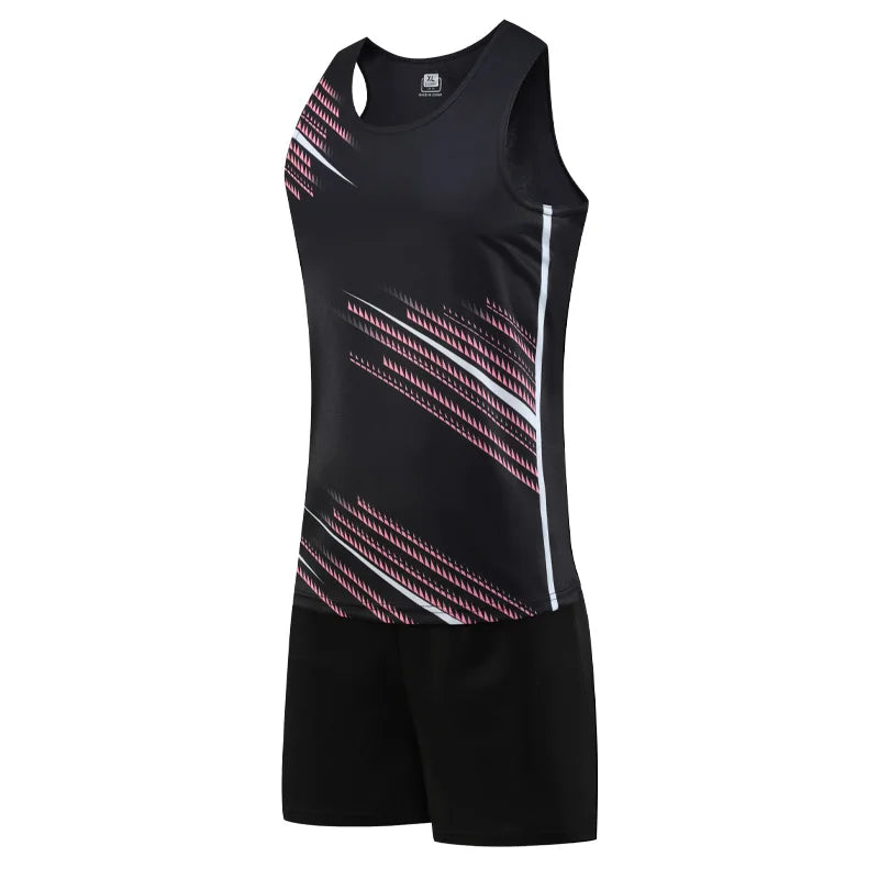 Track And Field Suits Men Running Outdoor Athletics Uniform Breathable Marathon Sportswear Tank  Shorts Team Training Racing Set