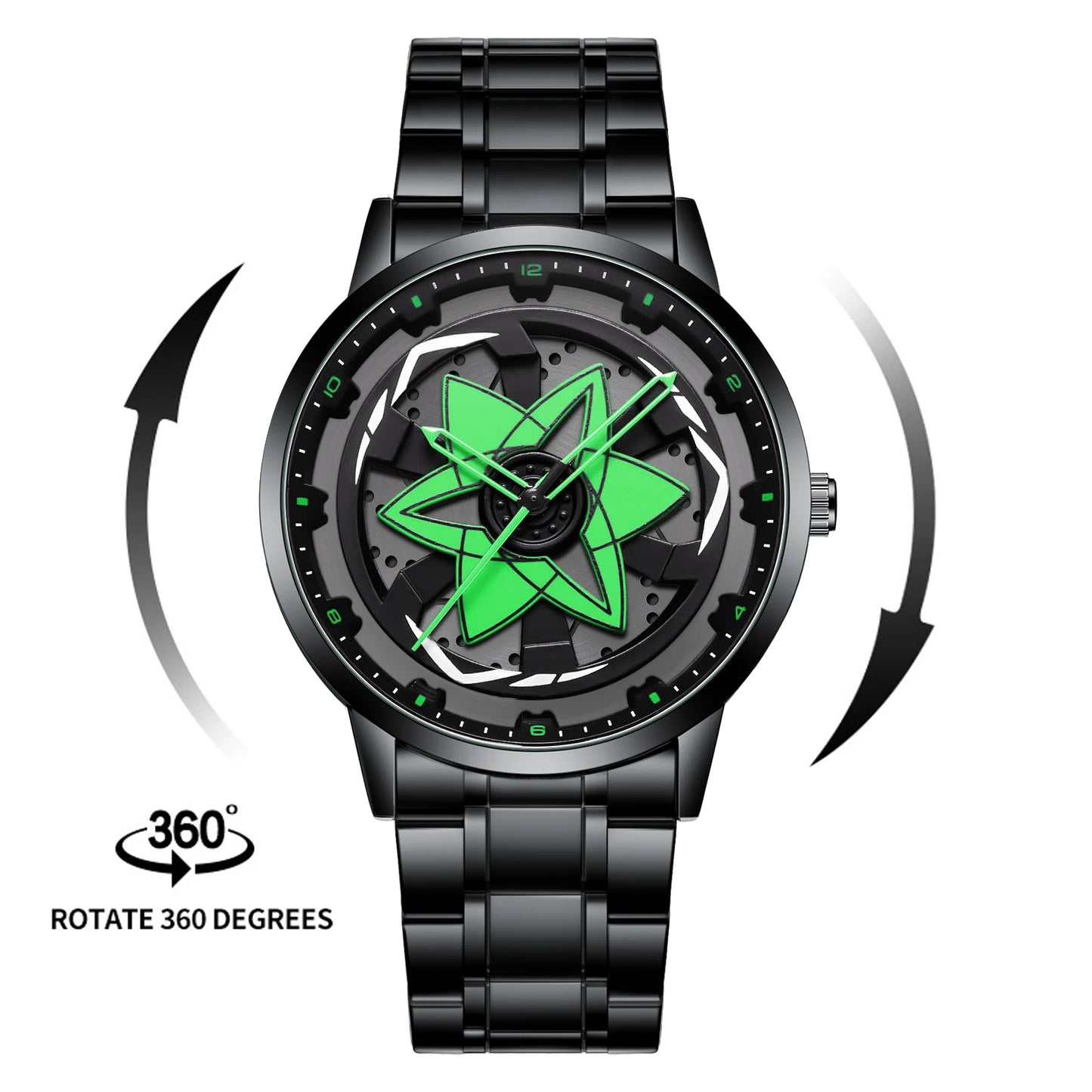 2025 New Watch Car Series Creative Rotating Quartz Movement Sports Style Black Stainless Steel Clock Men Couple Gift Wrist Watch