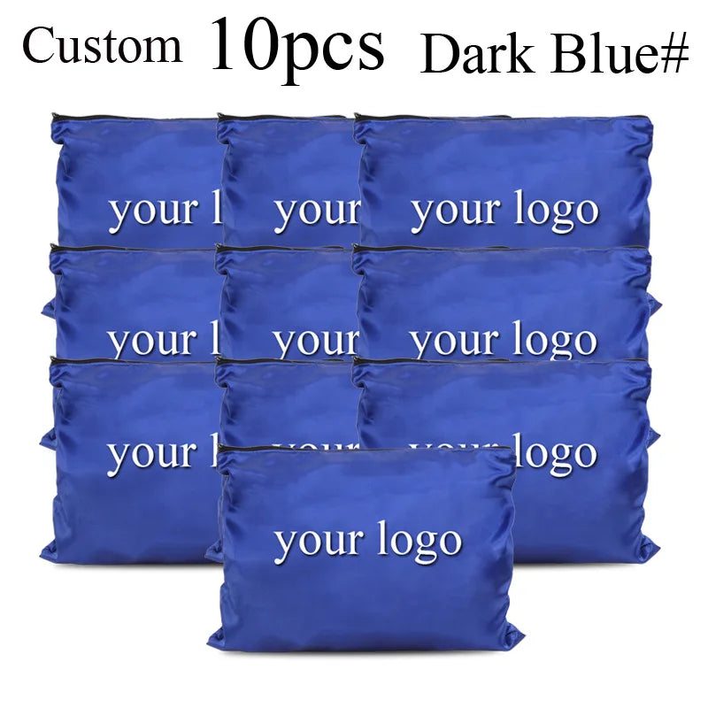 10Pcs Hair Bags With Zipper For Bundles Packaging Satin Wig Bags 25*35Cm Big Size Satin Silk Hair Packaging Bag Logo Customize