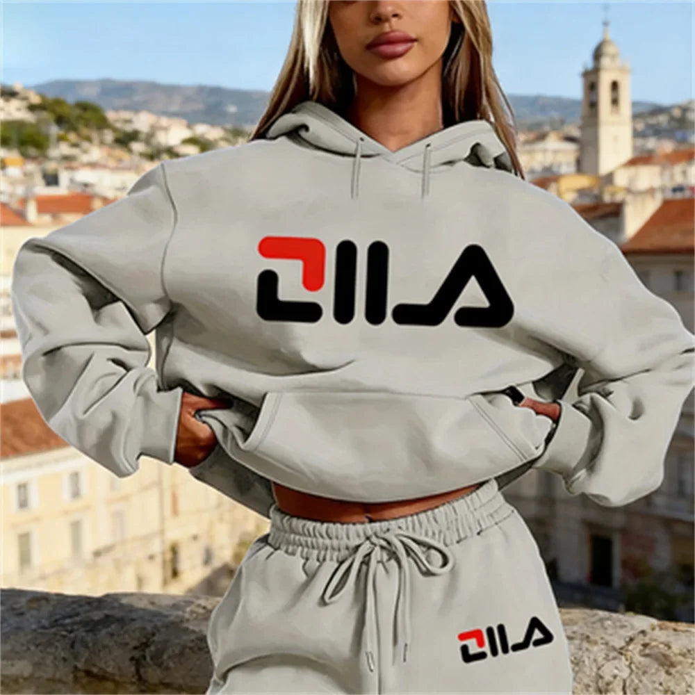Women's Tracksuit Quality Two Piece Set for Women Fashion Jogging Sweatshirt Suit Drawstring Sports Daily Hooded