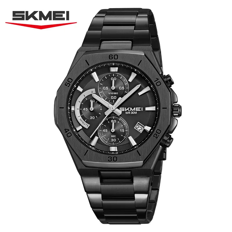 SKMEI 2452 Business Alloy Quartz Watches Casual Stainless Steel Strap Date Waterproof Wristwatch Clock relojes para caballeros