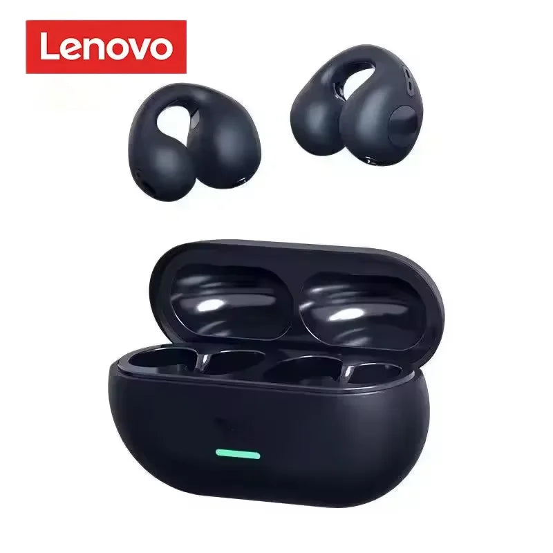 Lenovo Open-back Wireless Bluetooth Headphones, Clip-on Sports Headphones, HiFi Sound Quality, Noise Cancellation, Waterproof