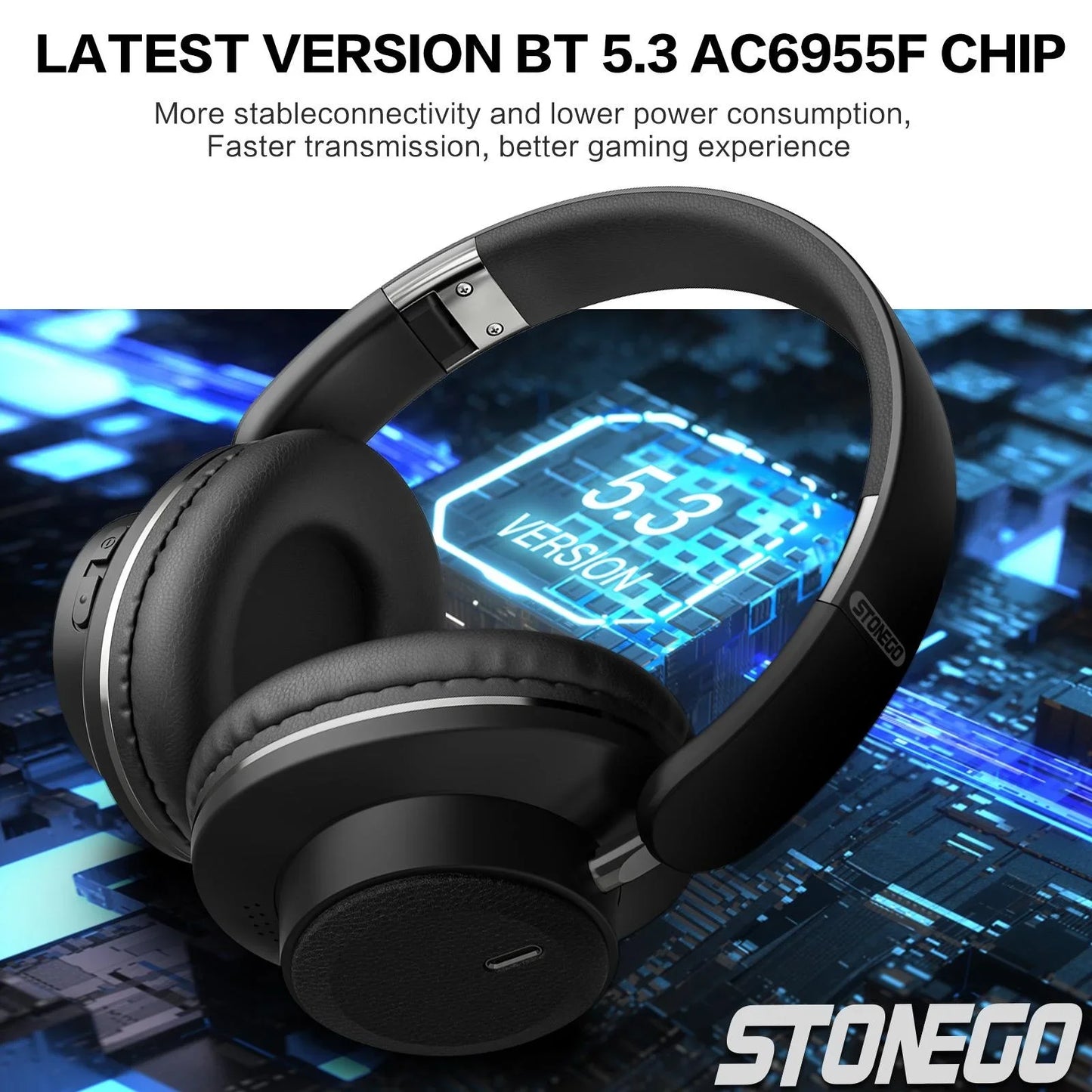 Portable Foldable Wireless Headphones High Resolution Sound Noise Cancellation Comfortable All Day Wear