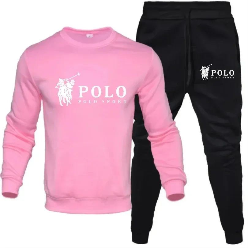 Men's Polo Sport 2-Piece Tracksuit – Black Crewneck Sweatshirt Jogger Pants Set  Casual Sportswear Stylish Polo Sport Tracksuit