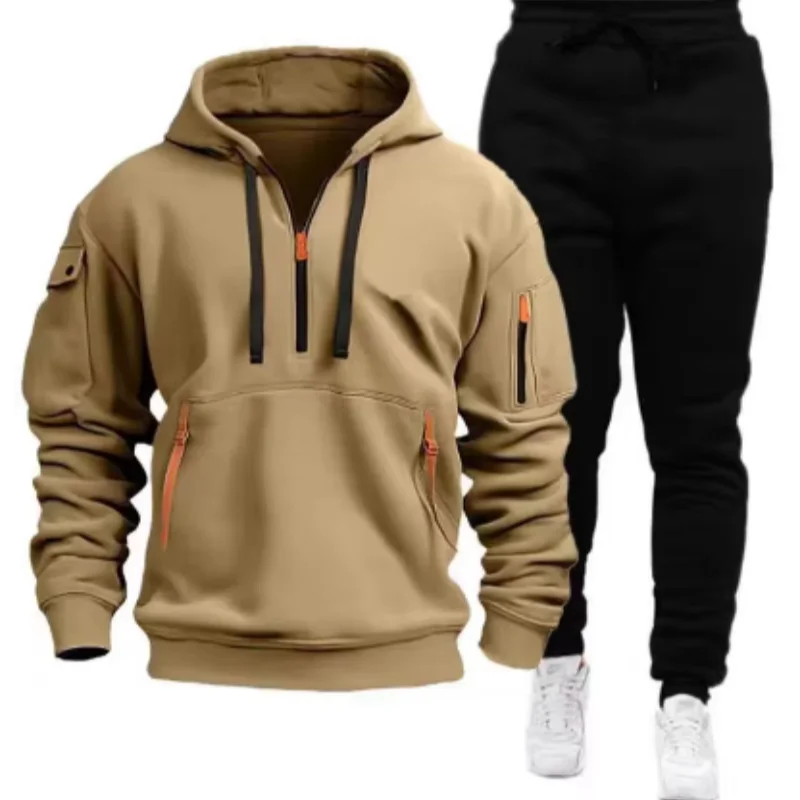 Men Pullover Hoodies Sweatpants 2 Pieces Sets Fleece Casual Sweatshirt Sportswear Women Streetwear Trainning Exercise Sweaters