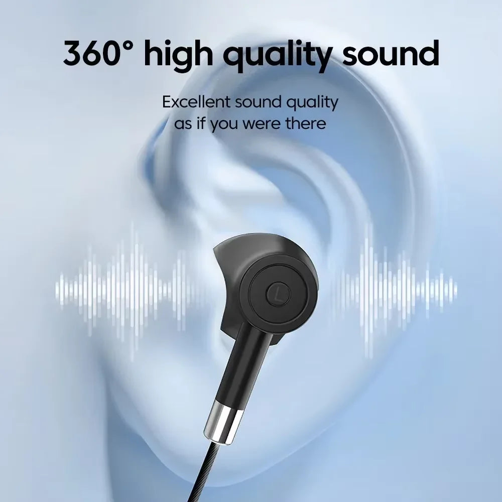 Wireless Earphones Bluetooth 5.4 Neckband Headphones LED Display Noise Reduction MIC Gaming HIFI Headset For Sports Outdoor