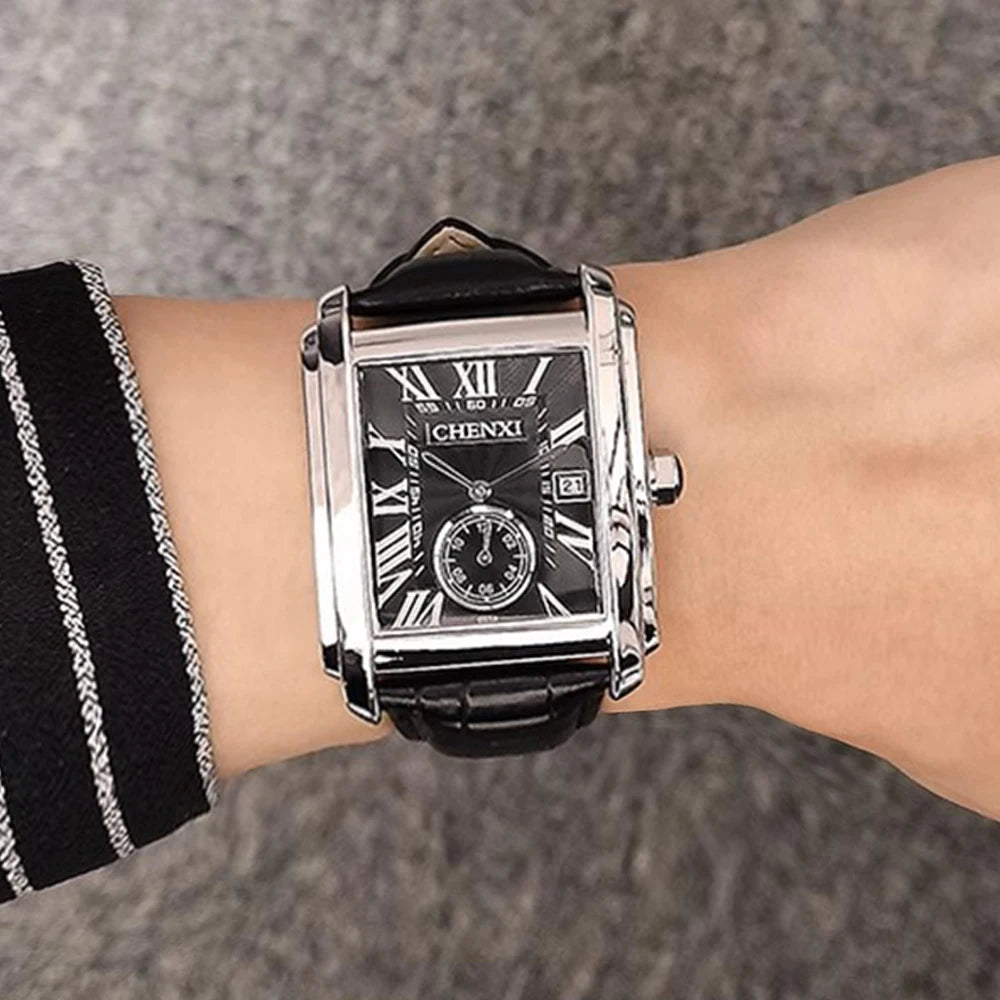 Top Business Luxury Brand Men's Watches High-end Square Dial Luminous Waterproof Running Seconds Men's Quartz Watch Original