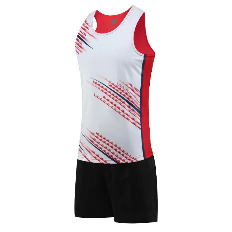 Track And Field Suits Men Running Outdoor Athletics Uniform Breathable Marathon Sportswear Tank  Shorts Team Training Racing Set