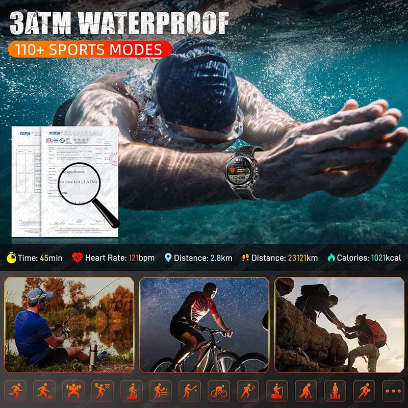 New Swim Military GPS Position Smart Watch Men Map Route Tracking Watches 30M Waterproof Tactics Fitness Sport Outdoors Bracelet