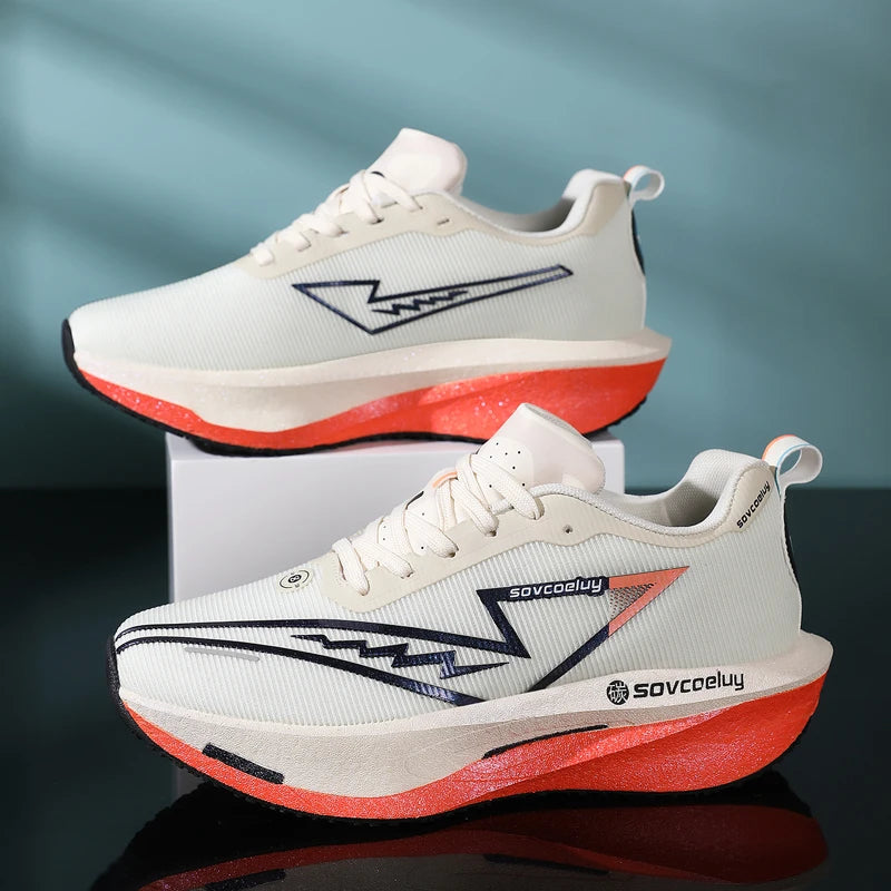Running Shoes Men Sports Carbon Board Speciality Marathon Breathable Lightweight Women's Comfortable Athletic Nonskid Sneakers﻿