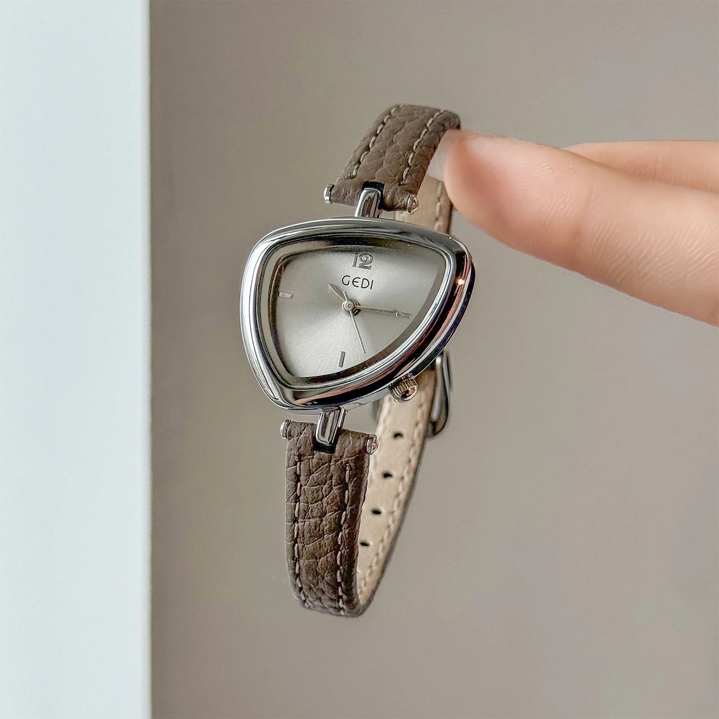 Fashionable Luxury Woman' Watch with Asymmetrical Design, Leather Strap, Small Dial, Quartz Movement - 2025 New Arrival