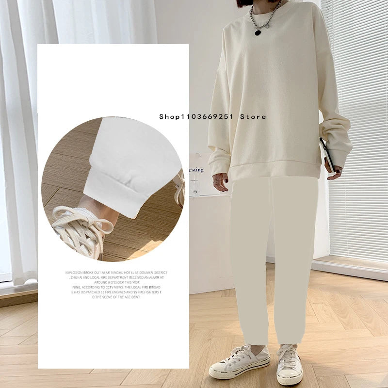 New Round Neck Running Set Long Sleeved Long Pants 2-piece Set Women's Waffle Sports Hoodie Top Men's Women's Fitness Sports Set