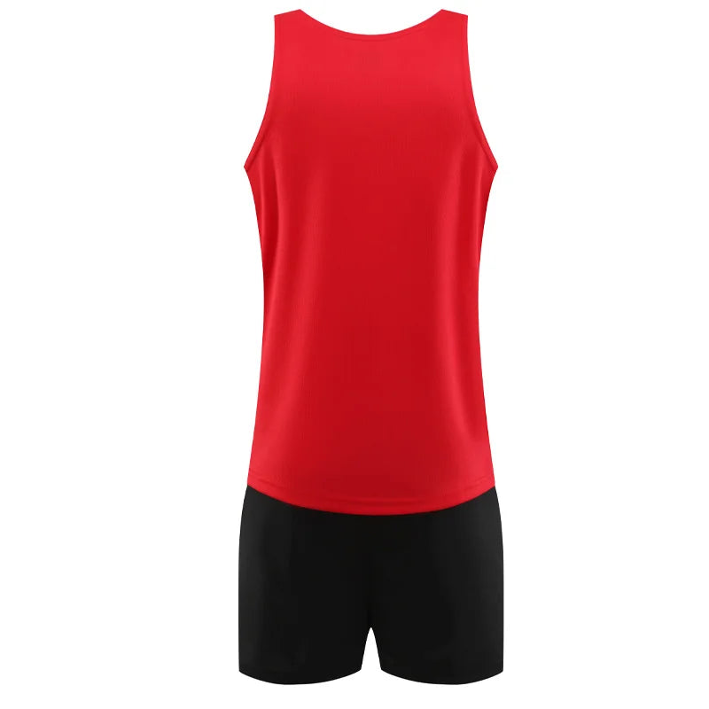 Track And Field Suits Men Running Outdoor Athletics Uniform Breathable Marathon Sportswear Tank  Shorts Team Training Racing Set