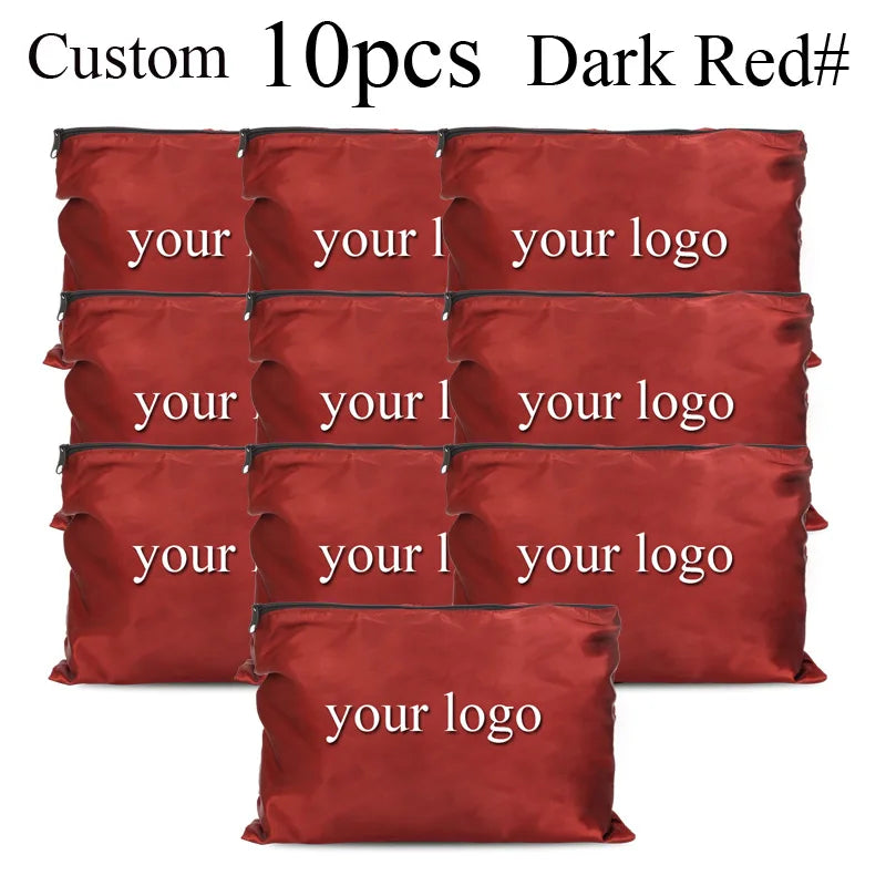 10Pcs Hair Bags With Zipper For Bundles Packaging Satin Wig Bags 25*35Cm Big Size Satin Silk Hair Packaging Bag Logo Customize