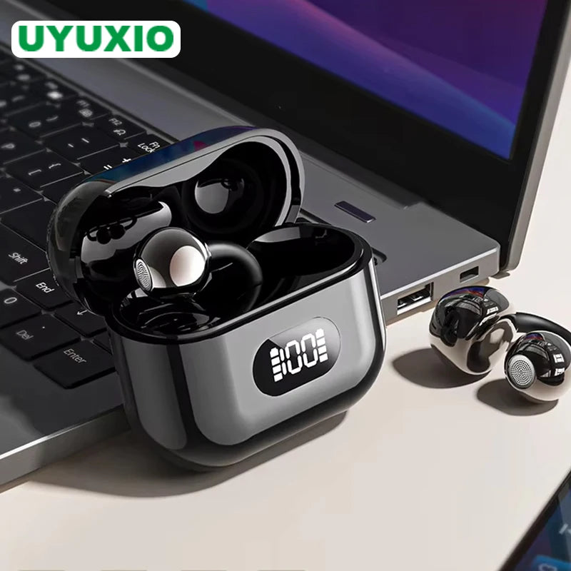 UYUXIO AI Language Translator Earphone with 150 Online Languages Clip On OWS Real Time Translation Earbuds for Business Travel