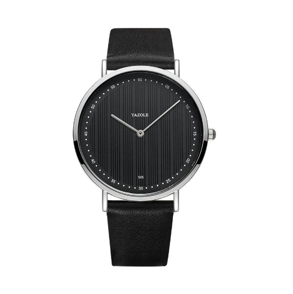 UTHAI Men's Watch Simple Waterproof Trendy Brand Thin Leather Strap Black Male Fashion Quartz Clock Watches
