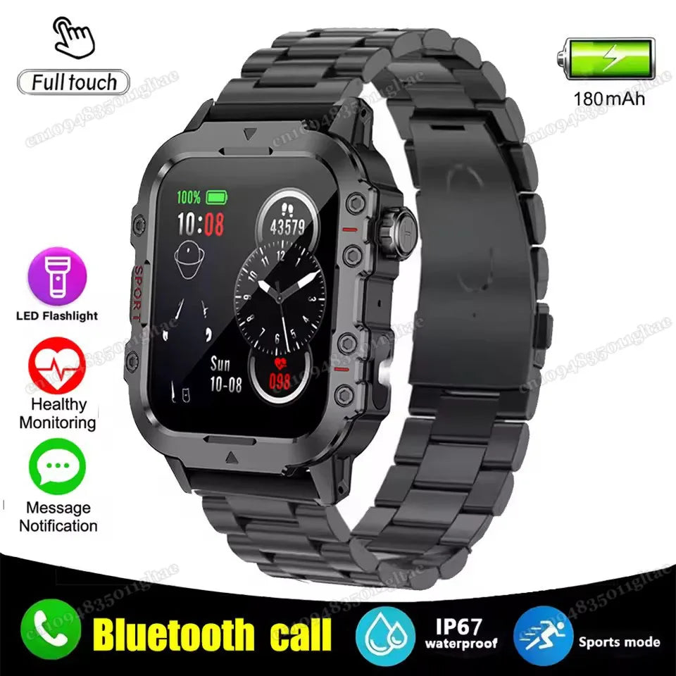 2026 New Military Smart Watch Men IP68 5ATM Outdoor Sports Fitness Tracker Health Monitoring 1.81Inch Bluetooth Calls Smartwatch