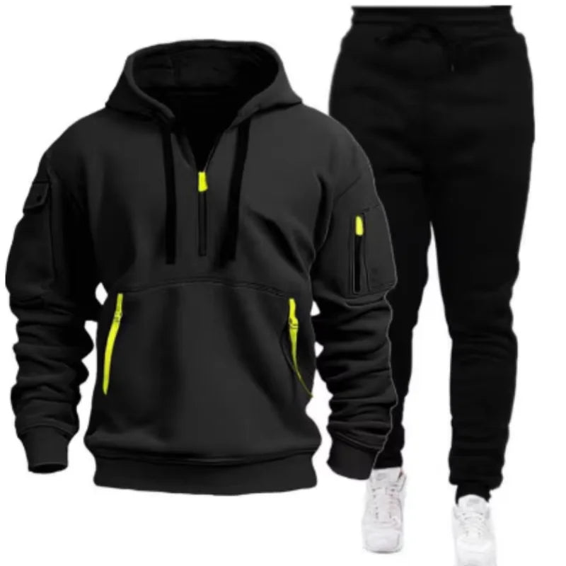 Men Pullover Hoodies Sweatpants 2 Pieces Sets Fleece Casual Sweatshirt Sportswear Women Streetwear Trainning Exercise Sweaters