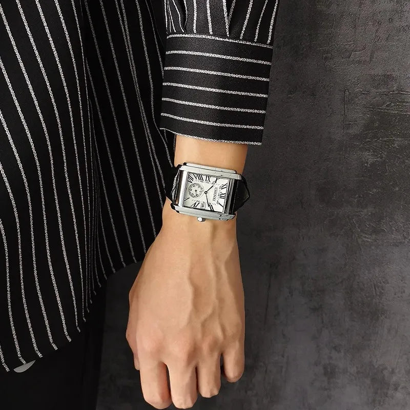 Top Business Luxury Brand Men's Watches High-end Square Dial Luminous Waterproof Running Seconds Men's Quartz Watch Original