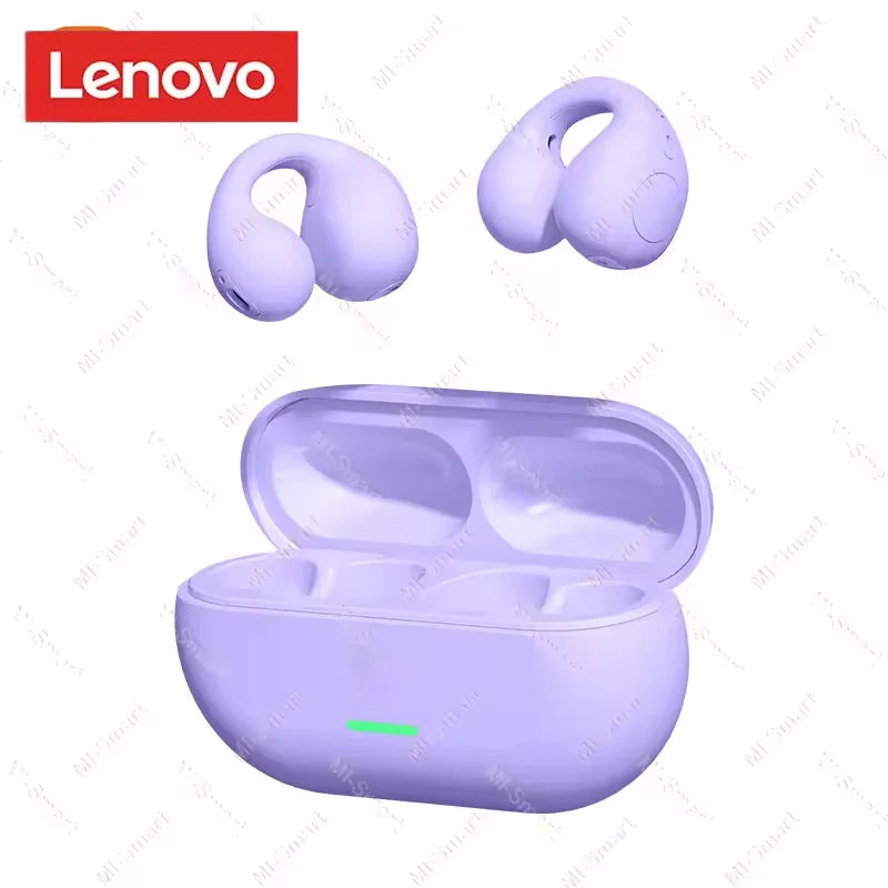 Lenovo Open-back Wireless Bluetooth Headphones, Clip-on Sports Headphones, HiFi Sound Quality, Noise Cancellation, Waterproof