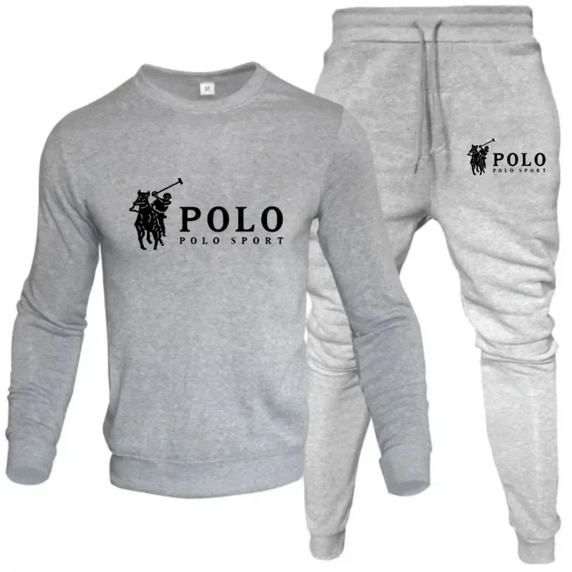Men's Polo Sport 2-Piece Tracksuit – Black Crewneck Sweatshirt Jogger Pants Set  Casual Sportswear Stylish Polo Sport Tracksuit
