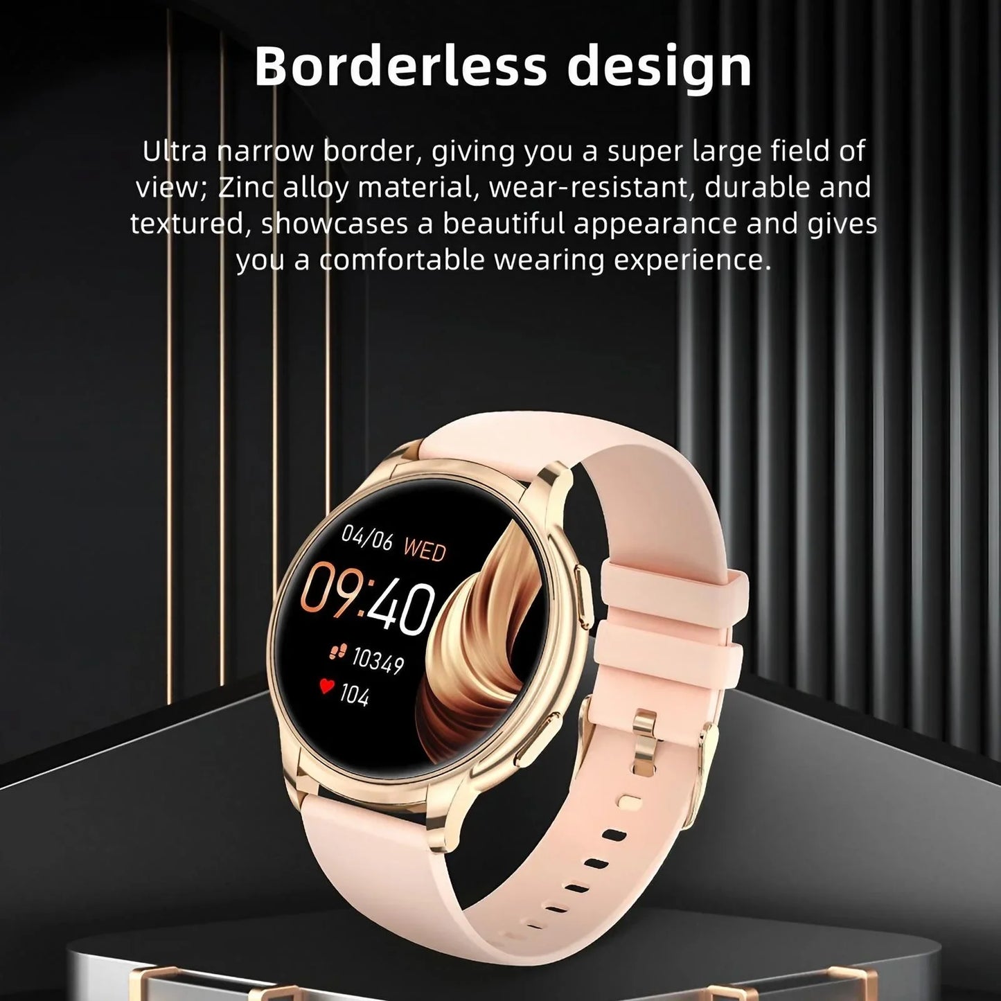 Water Resistant Smartwatch for Women Heart Rate Monitor Sleep Tracker Bluetooth Call Receiving Compatible with Android and iOS