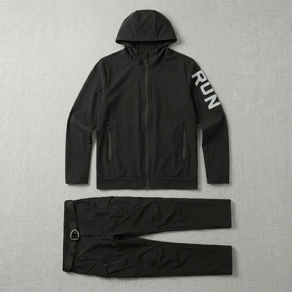 Men Tracksuit Fitness Full Set Training Suit for Marathon Training Cycling Jogging 2 Pcs Running Suit Set Gym Sportswear
