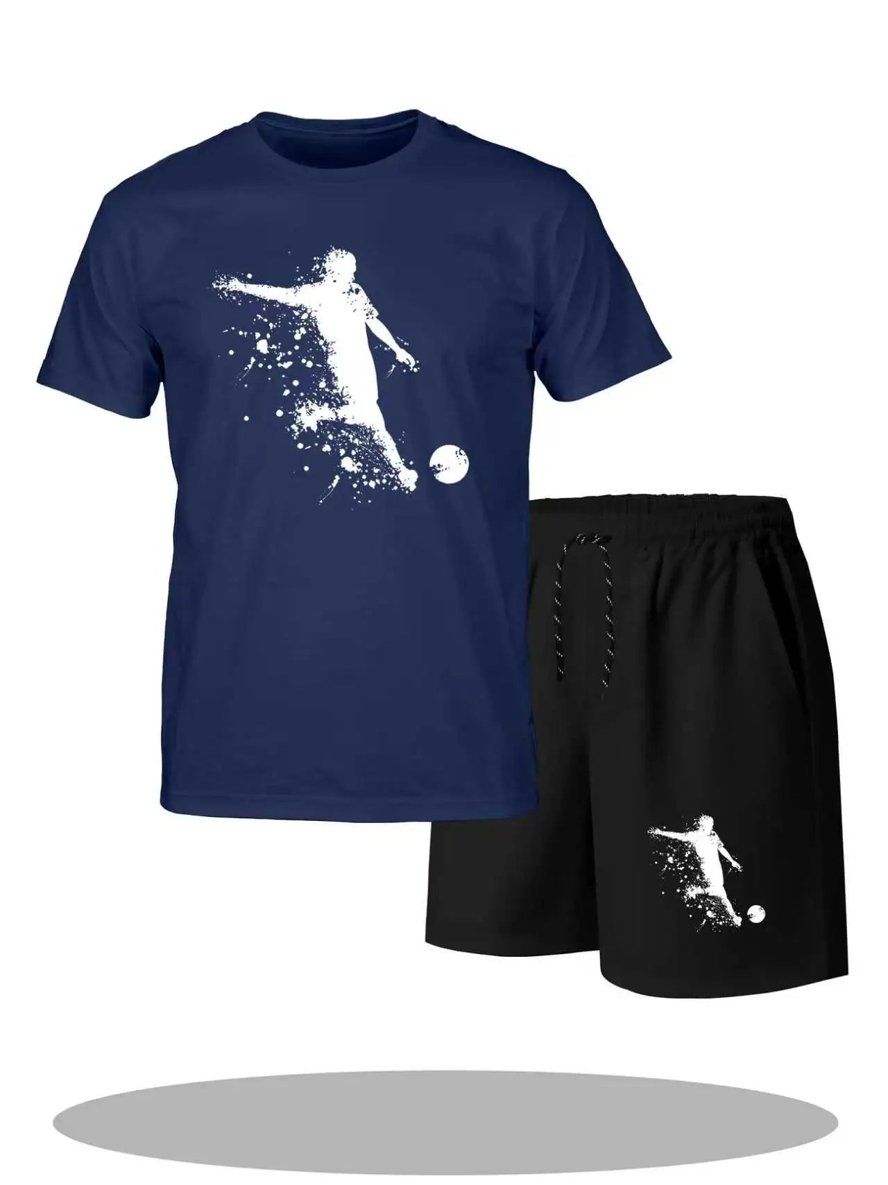 Men's Tracksuit 2 Piece O-neck Short Sleeve Shirt Shorts Set Men's Running Suit Plus Size T shirts Man Clothing Summer T-shirt